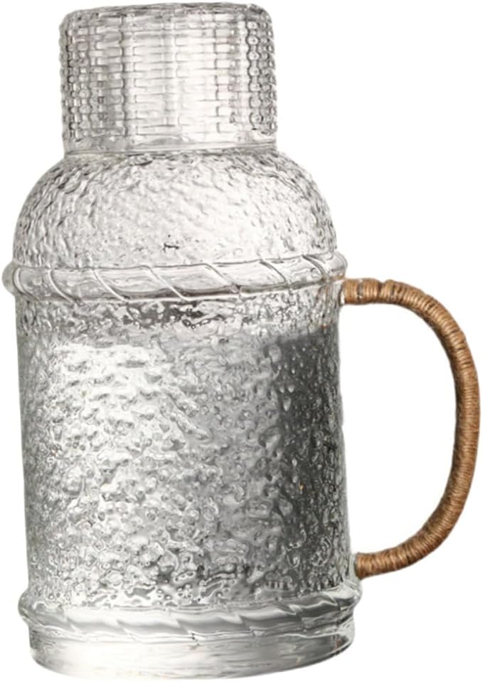 PRETYZOOM Large Capacity Glass Water Pitcher Set High-temperature Resistant Cold Water Kettle with Lid for Home Office Use Elegant Design for Parties and Gatherings