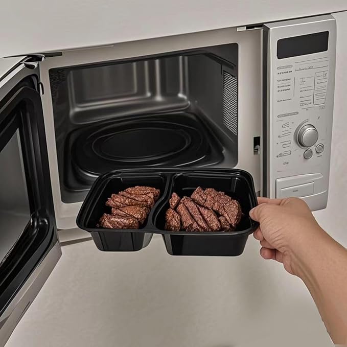 100pc 28 Oz 2-Grid Meal Prep Containers Disposable, Plastic to go food containers With Lid, Take Out food Containers Disposable, Reusable Food Storage Containers,Microwave Freezer Dishwasher Safe