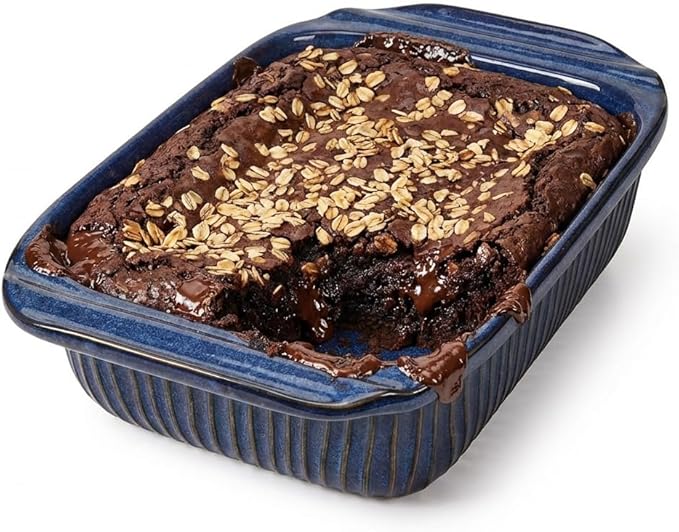 Artena Baking Dish 2.3 Quarts, Casserole Dishes For Oven, Baking Pan With Handles, Lasagna Pan Deep, Large Casserole Dish, Rectangular Ceramic Bakeware (Blue)