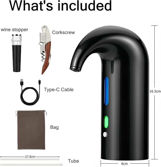Yomety Electric Wine Aerator, Electric Wine Decanter Wine Dispenser Wine Pourer, Wine Accessories Sprout Pourer and Wine Gifts for Wine Lovers
