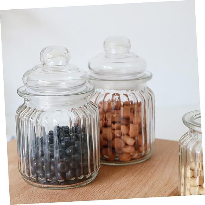 4pcs Glass Storage Can Meal Prep Containers Lids for Pantry Organization