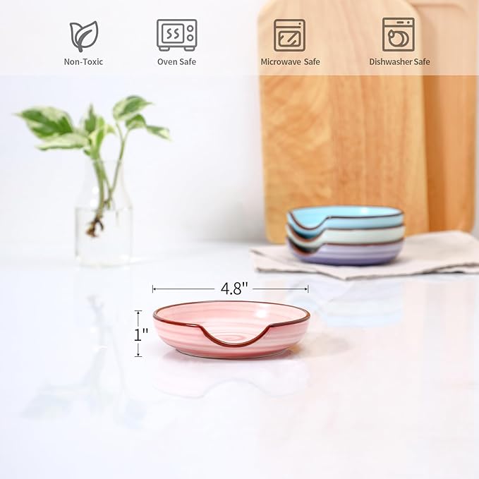 Selamica Ceramic Spoon Rest, 4.8 Inch Spoon Rest for Stove Top, Spoon Holder for Kitchen Counter, Coffee Spoon Holder, Heat-Resistant Cooking Utensil Rest for Ladles Tong, Set of 4, Gradient Color