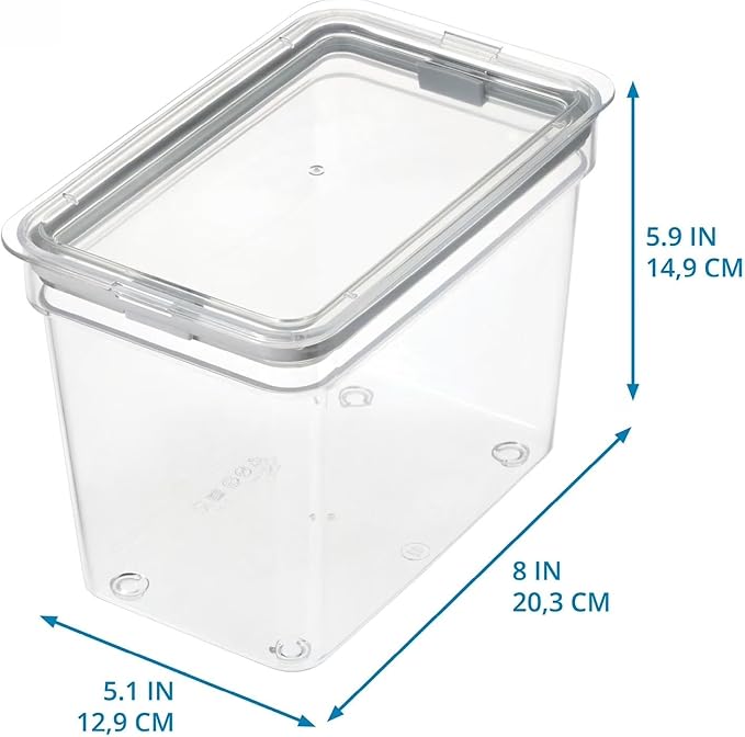 Airtight Clear Plastic Storage Bin with Locking Lid, Stackable Food-Safe Container with Seal for Pantry, Kitchen & Fridge Organization