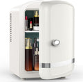 Electactic Mini Fridge for Skincare, 4L/6 Cans Small Cosmetic Fridge for Makeup & Beverage, Portable Desk Fridge Cooler and Warmer for Kids, Bedroom, Countertop, White