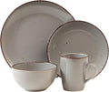 Safdie & Co. Utopia 16 Piece Dinnerware Set, Service for 4, Fiesta Dinnerware, home trends and home food network essentials, Stoneware dinner plates, Grey, 16" L x 12" W x 15" H