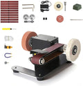 Mini Belt Sander, Electric Small Sander Knife Making Supplies, 7 Adjustable Speed Electric Knife Sharpener, Power Belt Grinder for Woodworking. (Wet/Dry Pro - Advanced Grinding Kit)