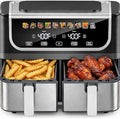 HealSmart 9.5Qt Dual Basket Air Fryer, 10-in-1 Smart Air Fryer with 1700W, Independent Temperature Control, Sync Cook & Shake Reminder, Nonstick Air Fryer Oven for Family Meals, Black