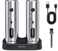 Electric Salt and Pepper Grinder Set with Rechargeable Base Upgraded Stainless Steel Automatic Salt and Pepper Shakers,Upgraded 2-Speed Setting,External 6 Adjustable Coarseness with LED Light