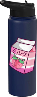 Kawaii Japanese Pink Retro 90s Strawberry Milk Carton Stainless Steel Insulated Water Bottle