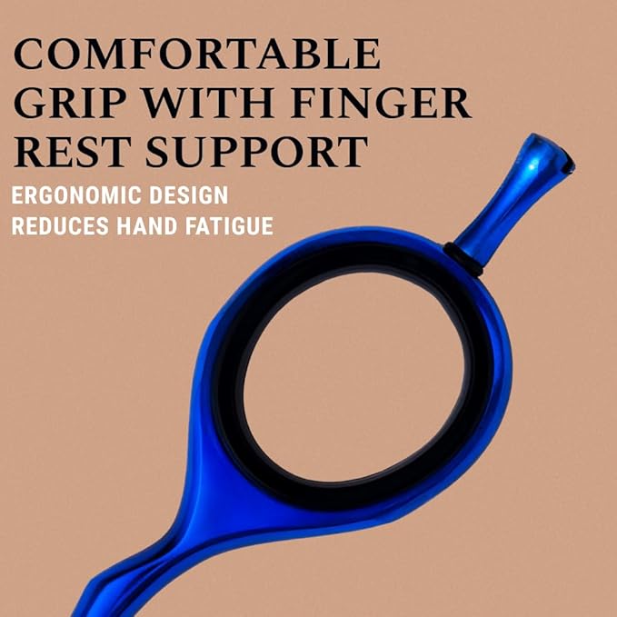 Ontaki Beard & Mustache Scissors for Men - 5.5" Japanese Steel, Midnight Blue - Sharp Blades, Ergonomic Finger Rest & Adjustable Tension Screw for Perfect Trimming - Beard Scissors for Men