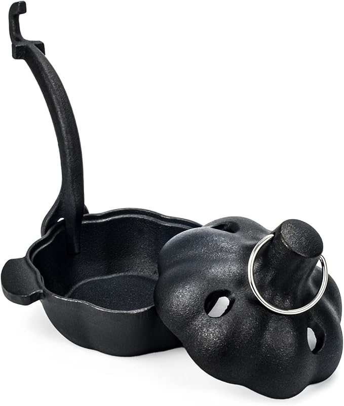Cast Iron Garlic Roaster with Handle, Smoker Roaster, Garlic Cooker, Garlic Baker, Garlic Roasting Pot, Potato Baker, Mini Cocotte, Used in the Kitchen Oven or Outdoors on a BBQ Grill Stove