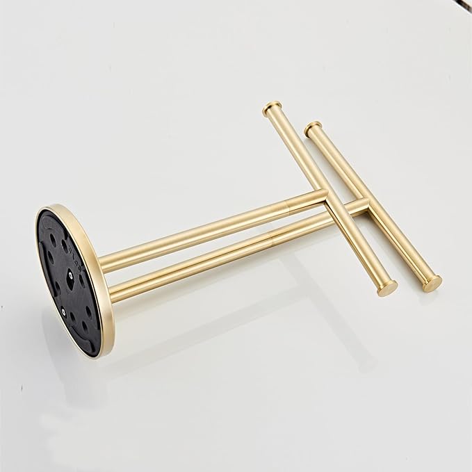 Hand Towel Holder, NEWRAIN Double Countertop Hand Towel Holder Stand, Stainless Steel Free Standing Hand Towel Rack with Heavy Base, for Bathroom Kitchen & Counter top, Brushed Gold