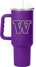 Logo Brands NCAA 40 oz Tumbler with Handle -Stainless Steel Insulated Travel Tumbler with Straw Lid – Powder Coated, Leak-Resistant, Keeps Drinks Hot/Cold – Great for Tailgating, or Everyday Use