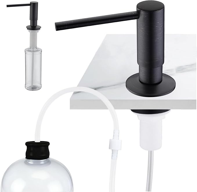 Avola Bronze Deck Mounted Lotion or Soap Dispenser for Kitchen Sink, Brass Pump Liquid Lotion Countertop Kitchen Sink Soap Dispensers with 47" Extension Tube Kit&17 OZ PET Bottle,Oil Rubber Bronze