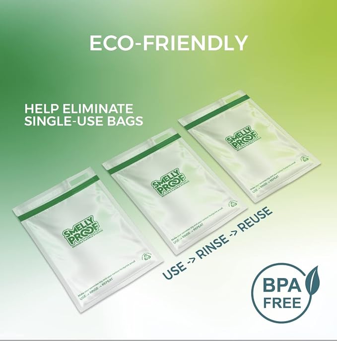 Smelly Proof Quart Meal Prep Bags, Reusable Food Storage, USA Made, Freezer Safe, Dishwasher-Safe, BPA FREE, NO PEVA, 3-mil, 8.5" x 10" - 15-Pack
