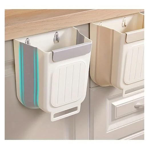 Collapsible Hanging Kitchen Trash Can 1pc Collapsible Hanging Bin - Space-Saving Cabinet(Grayish-White)