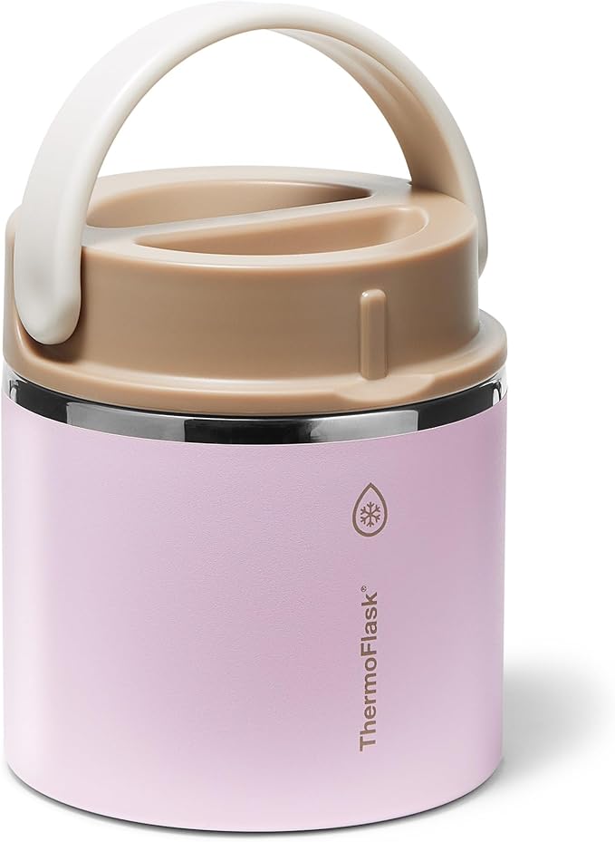 ThermoFlask Insulated Food Jar with Leakproof Lid (20 oz, Blush Sandstone) - Stainless Steel Food Containers for Hot & Cold Meals, Lunch, Soup & Snacks