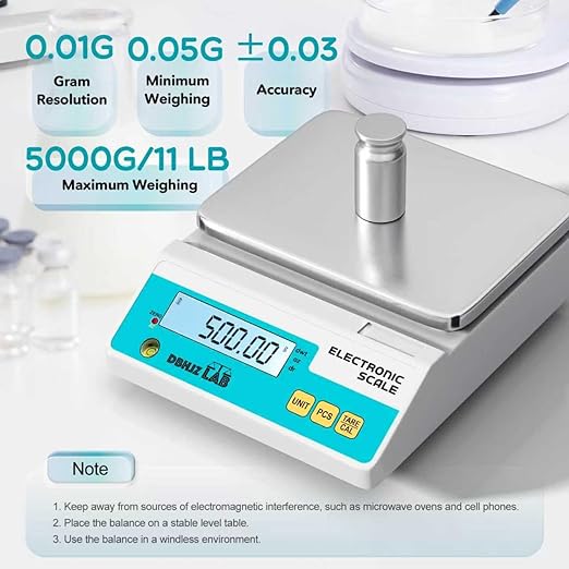 Lab Scale 3000g x 0.01g High Precision Electronic Analytical Balance g/lb/oz/dw/ct/dr Laboratory Scientific Scale with Calibration Weight Dual Power Supply Jewelry Scale