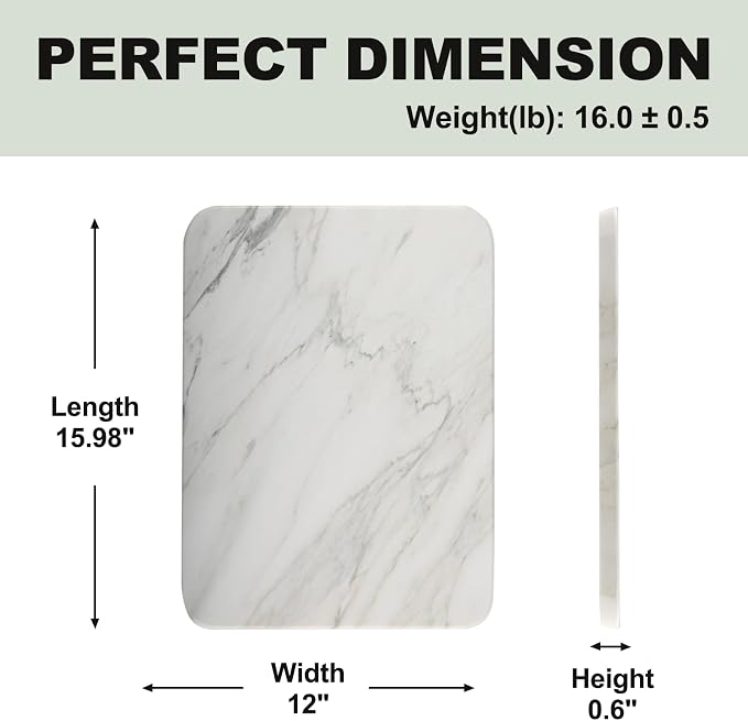 Koville Italian Natural Marble Cutting Board for Kitchen, 16x12inch Large Hand Crafted Marble Slab for Cheese, Charcuterie, Pastry Board - Wedding Gift, House Warming Gift
