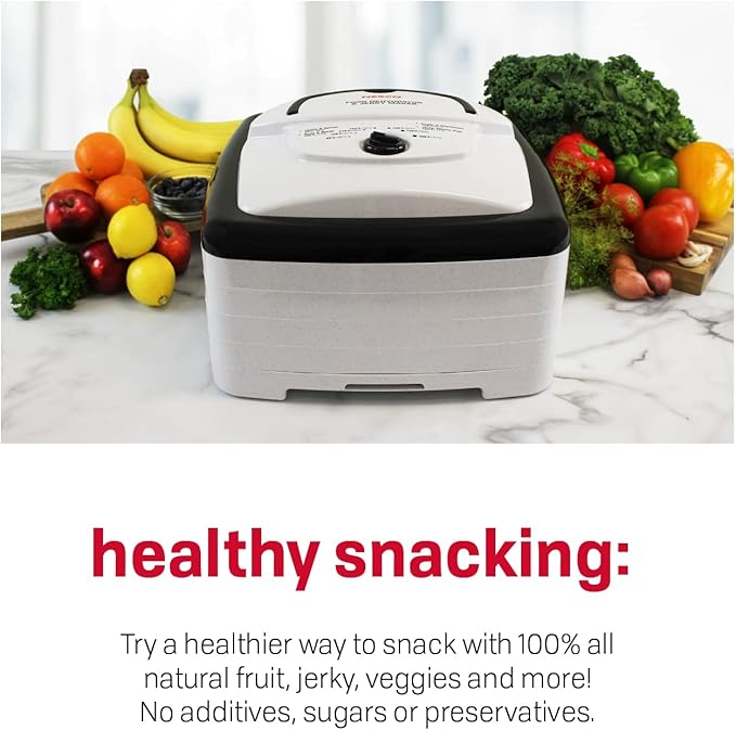 Nesco FD-80A Square Shaped Food Dehydrator, For Snacks, Fruit, Beef Jerky, White