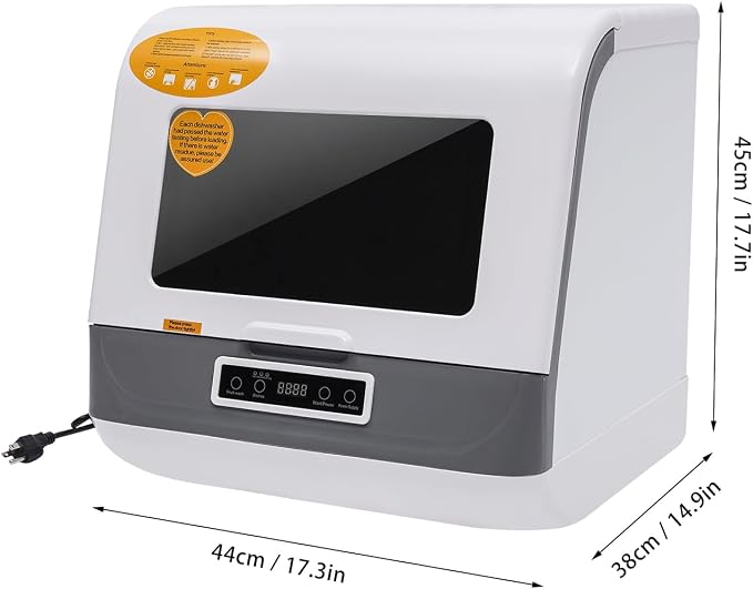 Countertop Dishwasher, 800W 3-In-14-6 Place Settings,3 Wash Modes Heated Drying,360° Spray Arms Portable Compact No Installation Needed for Apartments RVs Campers (White)
