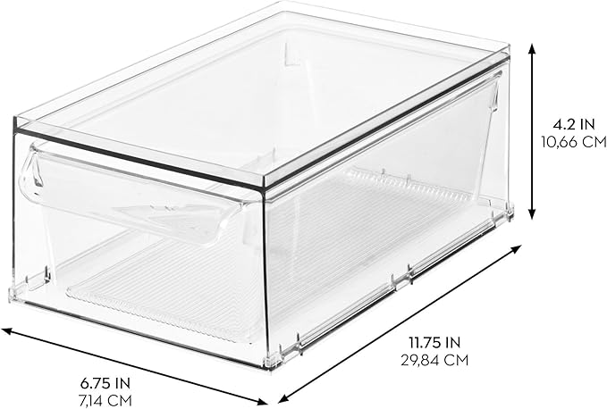 iDesign Stackable Kitchen Storage Drawer for Fridge, Pantry, Under-Sink, or Cabinet - Set of 4 - Clear