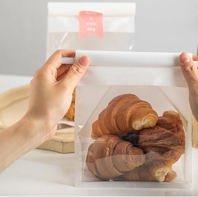 20 Pack Paper Bread Bags for Homemade Bread Sourdough Bread Bags Large Paper Bakery Bag with Window for Baked Food Packaging Storage, White(9x4.3x11 Inches)
