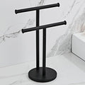 Black Hand Towel Holder Stand, Double T-Shape Hand Towel Stand Towel Rack Towel Bar for Bathroom Countertop, SUS304 Stainless Steel SHUNLI