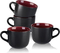 AmorArc 24 oz Soup Mugs with Handles, Jumbo Ceramic Bowls Mugs Set with handles for Coffee Cereal Cappuccino Snacks, Microwave&Dishwasher safe Soup Cups for Meal-Burgundy