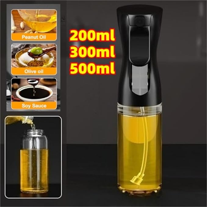 Oil Sprayer, 3pcs 200/300/500ml Oil Spray Bottle BBQ Cooking Sprayer Kitchen Baking Empty Vinegar Dispenser,for Kitchen, Air Fryer(300ml black)
