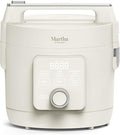 Martha Stewart Rice Cooker, 4 Cup (Uncooked) / 8 Cup (Cooked), Ceramic Non-Stick Removable Pot, Keep Warm, Measure Markings, Steam Basket, Brown & Sushi Rice, Quick Cook, Quinoa, Grains, Oats, Linen Cream