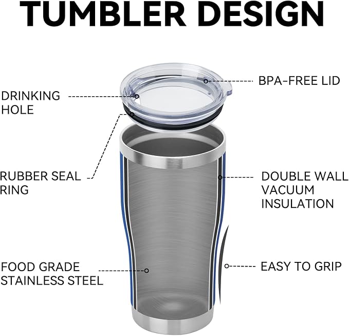 DOMICARE 20oz Tumbler with Lid Stainless Steel Tumblers Bulk, Double Wall Vacuum Insulated Coffee Travel Mug Powder Coated Tumbler, 8 Count (Pack of 1) Dark Blue