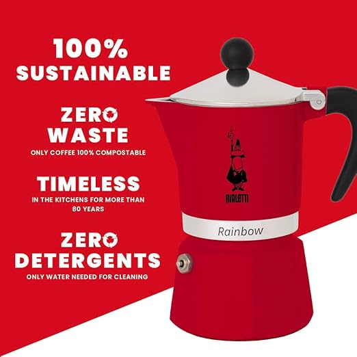 Bialetti 4962 Rainbow Espresso Maker, Red