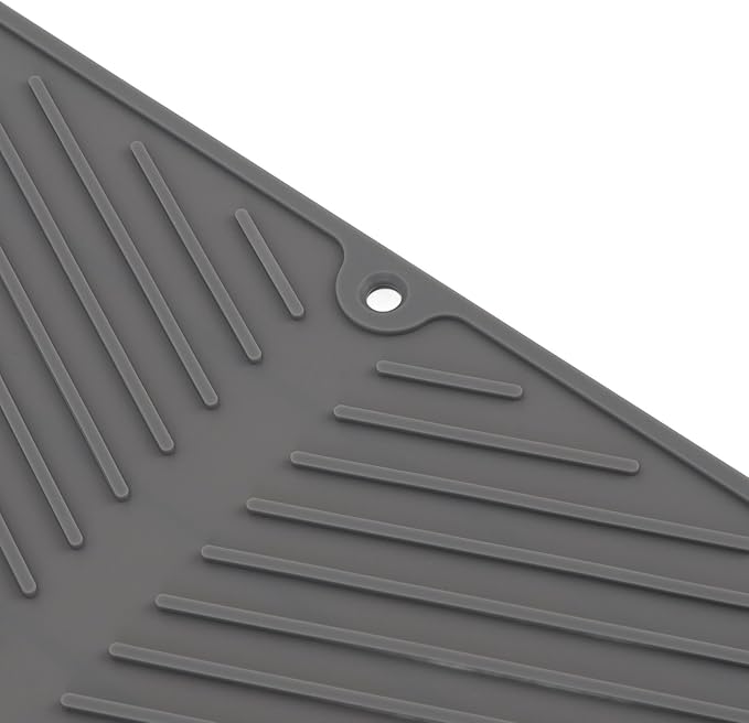 Draining Board Mat, Non Slip Silicone Dish Drying Mat Flume Drain Board Drainer Mat for Kitchen Countertop Tabletop Accessories (Gray)