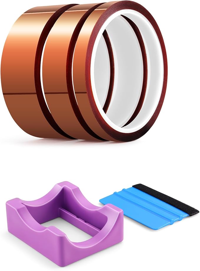 AKEYDIY Cup Cradle Tool Set with 3 Heat Resistant Tapes - Silicone Tumbler Holder, Felt Squeegee for Vinyl, UV DTF, Sublimation (Purple 01)