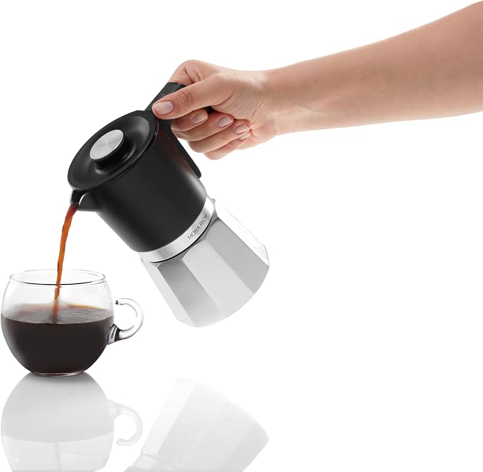 Arzum Okka Moka Pot with Milk Frother, Hot Beverage and Turkish and Greek Coffee Maker, Velvetiser, 120V, 5 Cups, Programmable Touch Panel, Chrome