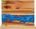 Ocean Magnetic Knife Block, Acacia Wood Knife Holder Stand with Strong Magnets, Double Side Knife Storage Rack for Kitchen (Blue)