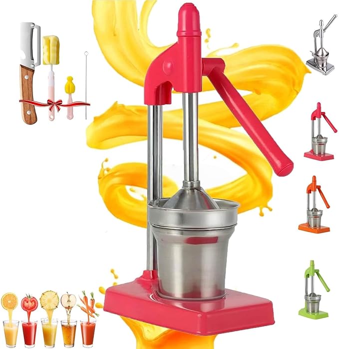 Manual Juicer Hand Press, Effective Cast Iron Juicer Hand Press, Heavy Duty Stainless Steel Manual for Fresh Lemonade and Orange Juice, Easy to Use and Clean, Home and Kitchen Essentials