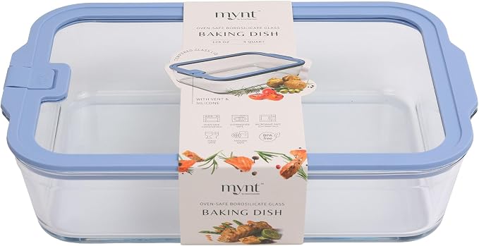 Non-Toxic Glass Baking Dish with GLASS LID, Deep Casserole Dish, Borosilicate Glass 9x13 baking pan Airtight Glass Food Container, Oven, Freezer and Microwave Safe, PLASTIC FREE