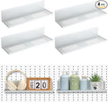 Therwen 4 Pack Magnetic Pegboard Shelves Wall Organizer Metal Pegboard Shelf Steel Tray Accessories Organizing Tools for Craft Home Kitchen (16 x 4.7 x 3.5 Inches,White)