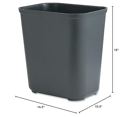 Rubbermaid Commercial Products Fire Resistant Wastebasket 7GAL/28 QT, Black, for Hospitals/Schools/Hotels/Offices