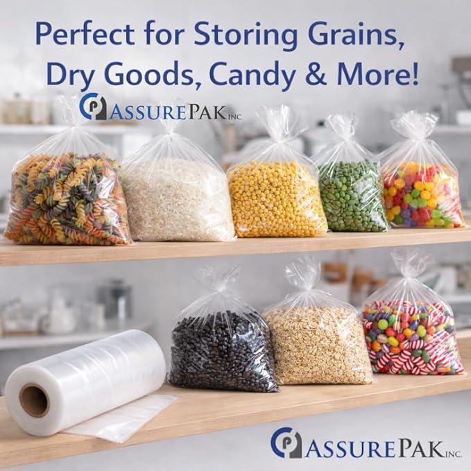 ASSUREPAK Clear Produce Poly Bag On A Roll for Bread, Meat and Groceries - 4"x6" - 2500 Bags - 1 Roll Per Case - 1.0 mil