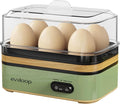 Evoloop Rapid Egg Cooker Electric 6 Eggs Capacity, Soft, Medium, Hard Boiled, Poacher, Omelet Maker Egg Poacher With Auto Shut-Off, BPA Free (Retro Green)