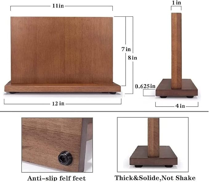 Magnetic Knife Block for Home Kitchen 12x10" Inches Large Capacity Double Sided Holder with Strong Magnets Acasia Wood for Knives Utensils Storage Rack Counter Top