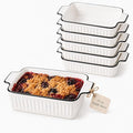 6 Pcs Ceramic Baking Dish, 12 Oz Small Casserole Dish with Handle, Porcelain Bakeware Sets, 5 inch Rectangular Lasagna Pans, Baking Serving Dishes for Casserole, Cakes, Dishwasher Oven Safe