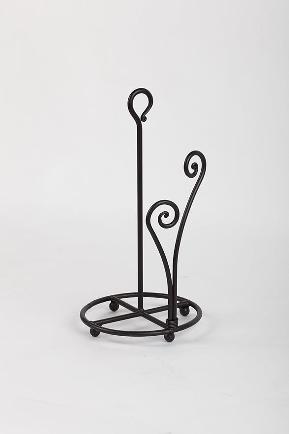 RTZEN Matte Black Paper Towel Holder Countertop - Decorative Farmhouse Paper Towel Roll Holder - Rustic Metal Modern Stand for Kitchen or Bathroom (Heart Shaped)