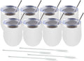Amtidy 8 Pack Powder Coated Stainless Steel Tumbler with Lid,Equipped with straw and straw brush，12 oz Double Wall Vacuum Insulated Travel Tumbler Cup for Coffee, Wine, Cocktails