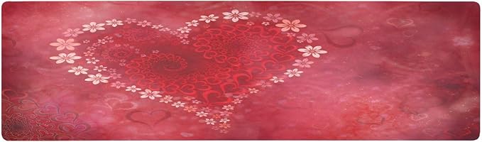 Valentines Trivet Table Runner 40 Inches Long Floral Heart Print Heat Resistant Hot Pad Multi Purpose Mat for Hot Pots Pans Kitchen Countertops