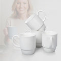 Stackable Porcelain Coffee Mug Set of 4 – 20oz Jumbo Capacity, Space-Saving Ceramic Mugs with Large Handle for Kitchen & Coffee Bar, Microwave & Dishwasher Safe Modern Home Gift