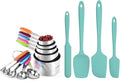 U-Taste Multicolors 18/8 Stainless Steel Measuring Cups and Spoons Set of 10 and Aqua Sky 600ºF High Heat-Resistant Silicone Spatula Set of 4